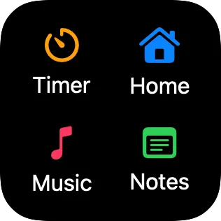 A small widget showing four launcher buttons in a two-column grid.