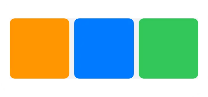 A medium widget showing three colored shapes stretched evenly across a pale grid frame.