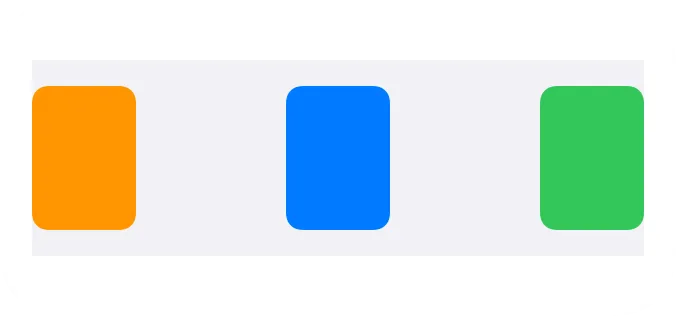 A medium widget showing three compact colored shapes distributed evenly across a pale grid frame.