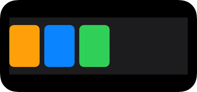 A medium widget showing three compact colored shapes aligned at the leading side of a wider pale grid frame.