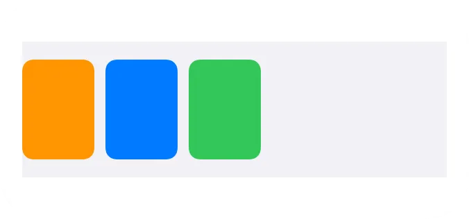 A medium widget showing three compact colored shapes aligned at the leading side of a wider pale grid frame.