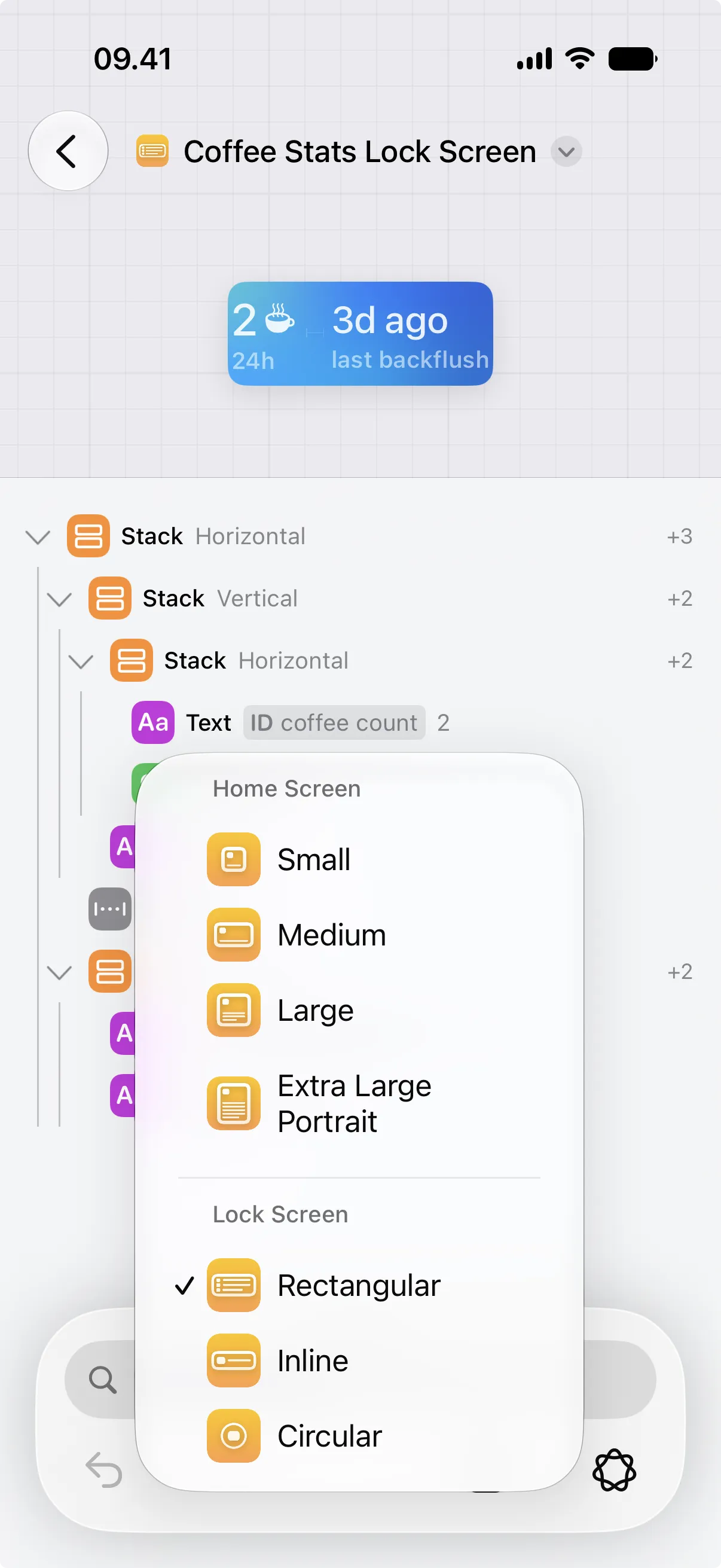 The Lock Screen sizes in the Canvases size picker.