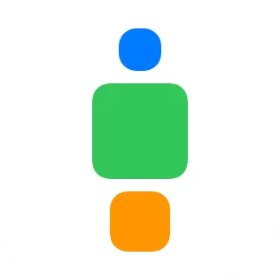 A small widget showing three rounded squares in a vertical stack, with smaller squares centered against the widest square.