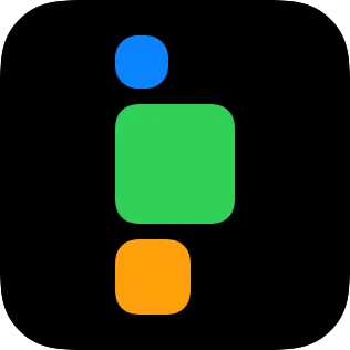 A small widget showing three rounded squares in a vertical stack, with smaller squares aligned to the leading edge of the widest square.