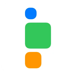 A small widget showing three rounded squares in a vertical stack, with smaller squares aligned to the leading edge of the widest square.