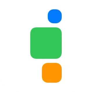 A small widget showing three rounded squares in a vertical stack, with smaller squares aligned to the trailing edge of the widest square.