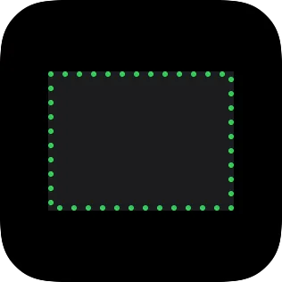 A small widget showing a dotted border around a rectangular surface.