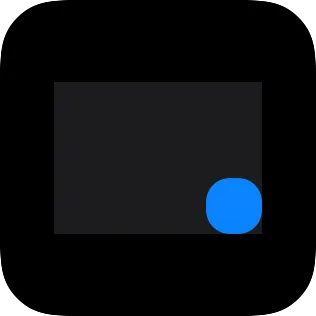 A small widget showing a blue marker placed at the bottom trailing corner of a fixed pale frame area.