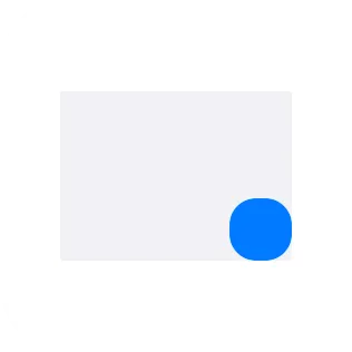 A small widget showing a blue marker placed at the bottom trailing corner of a fixed pale frame area.