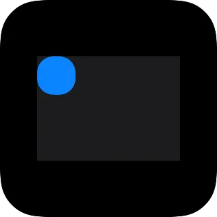 A small widget showing a blue marker placed at the top leading corner of a fixed pale frame area.