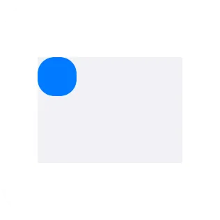 A small widget showing a blue marker placed at the top leading corner of a fixed pale frame area.