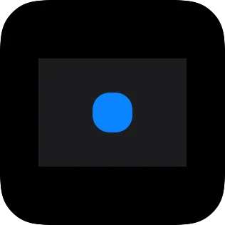 A small widget showing a blue marker centered inside a fixed pale frame area.