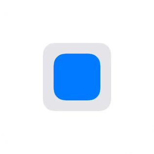 A small widget showing a blue rounded square centered over its reference position.